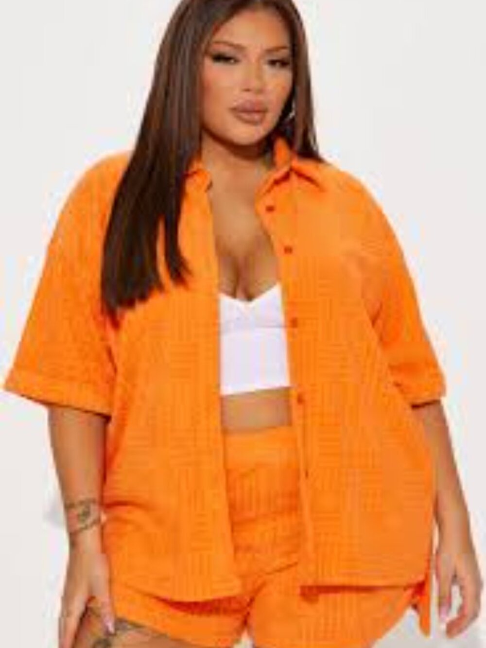 Terry Cloth Short Set - Bright Orange - Size 1X